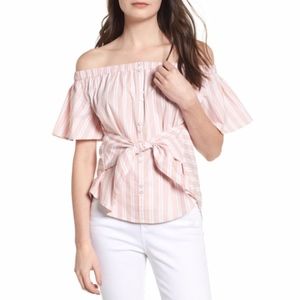 TopShop BP. XL Pink White Top with Tie